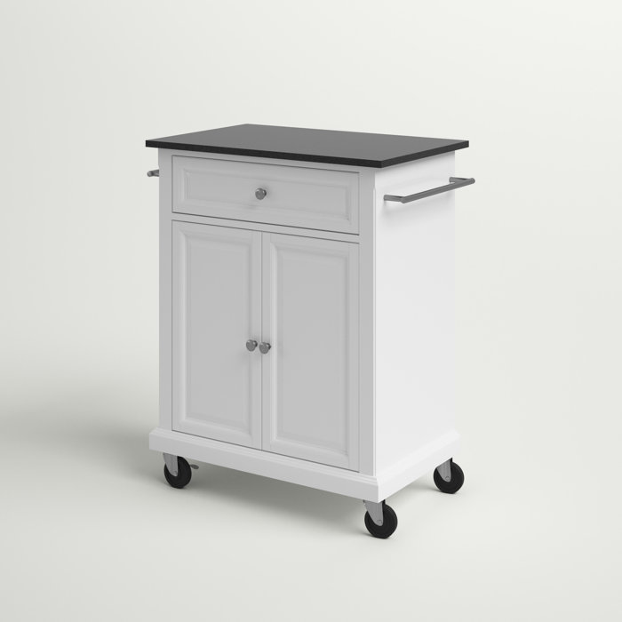 Three Posts™ Hedon 31'' Wide Rolling Kitchen Cart with Granite Top